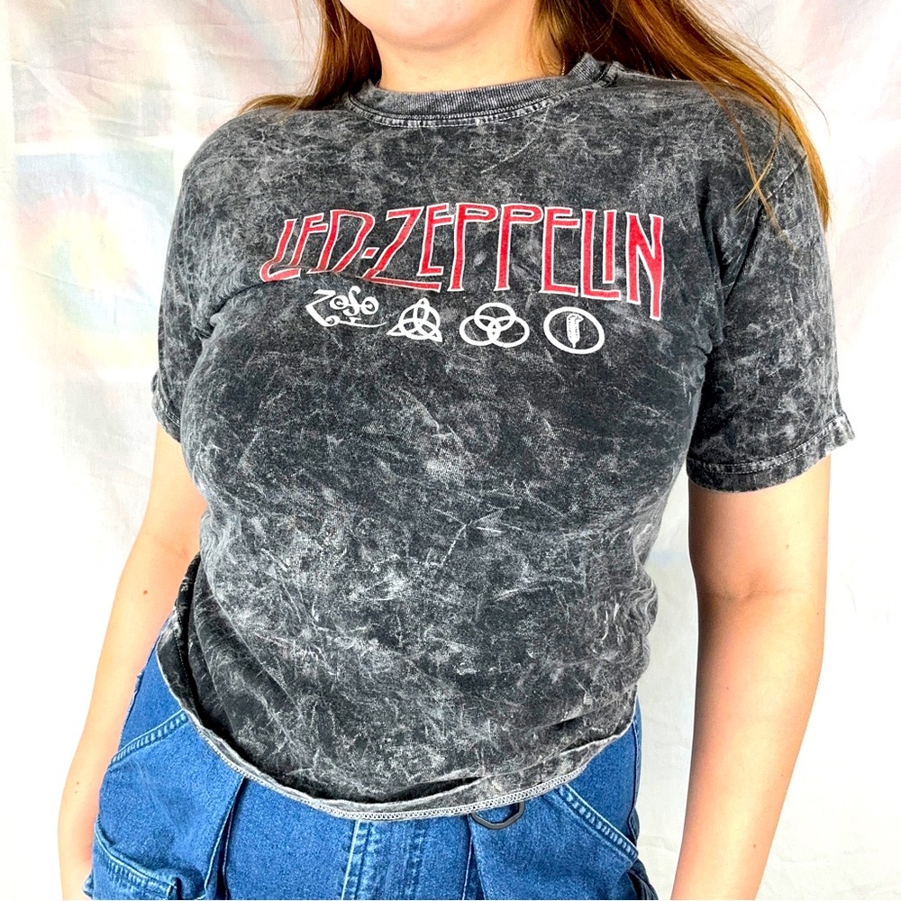Y2K dark acid washed led Zepplin graphic tee
